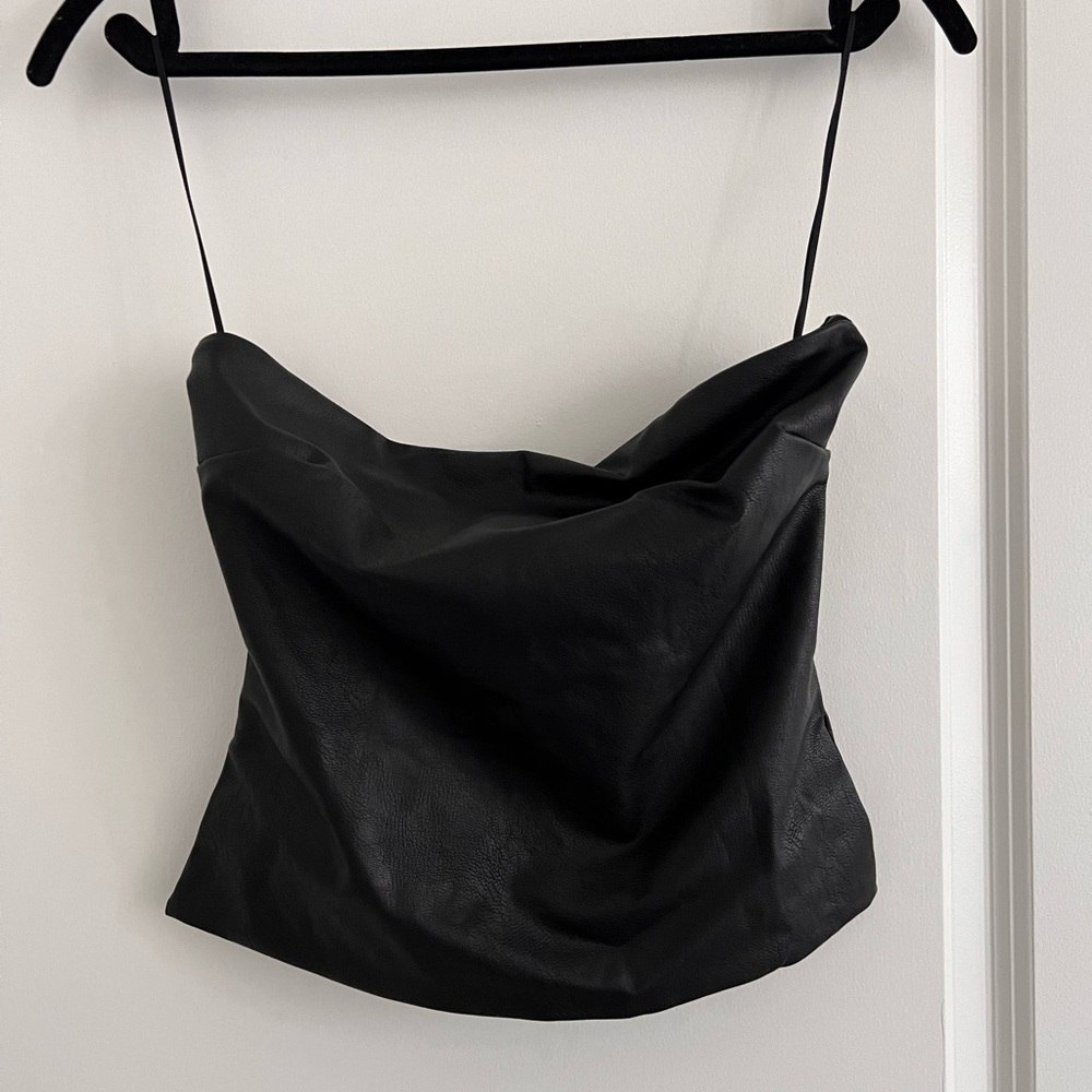 Faux Leather Strapless Top